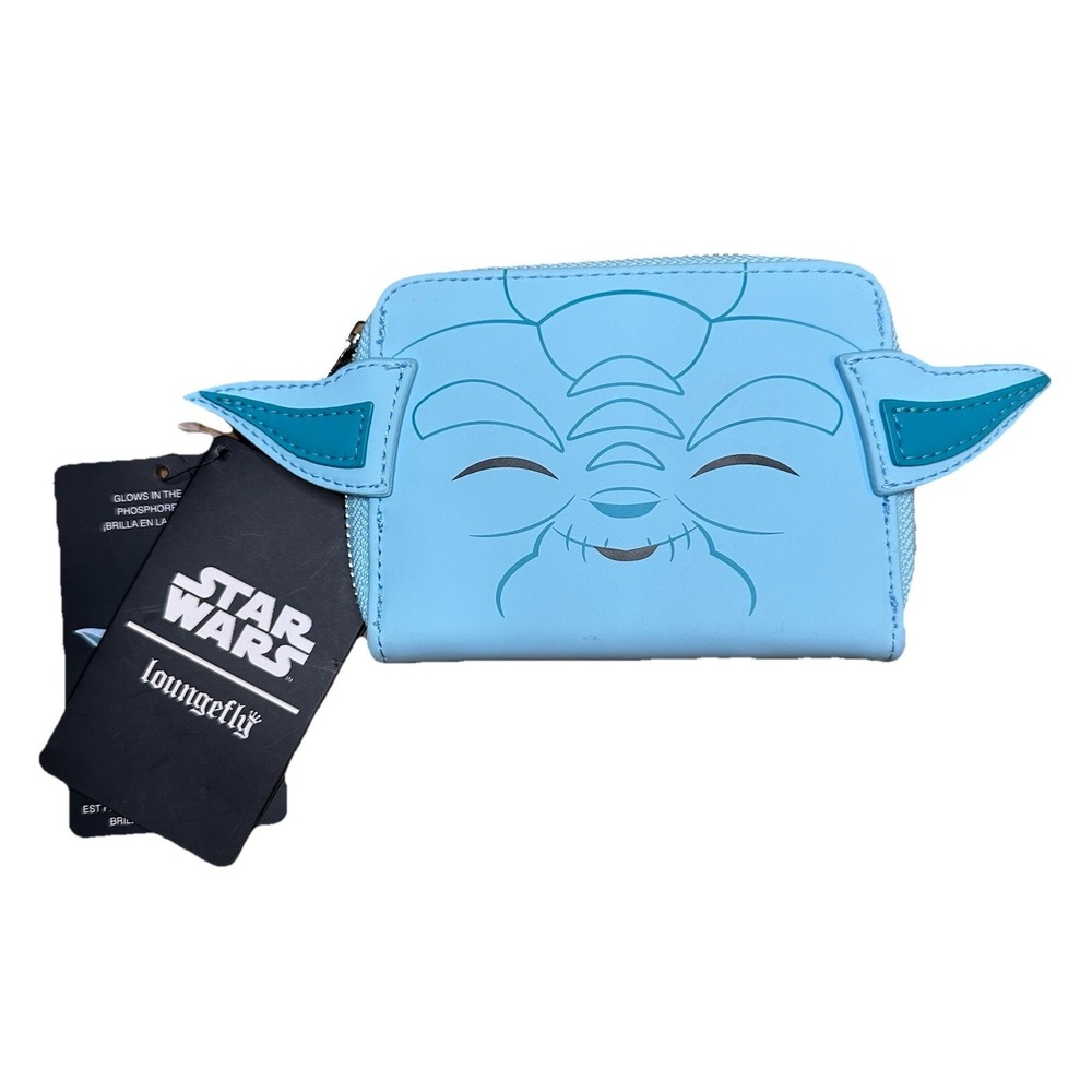 Loungefly Star Wars Yoda‎ As A Hologram Glow In The Dark Wallet Blue - New